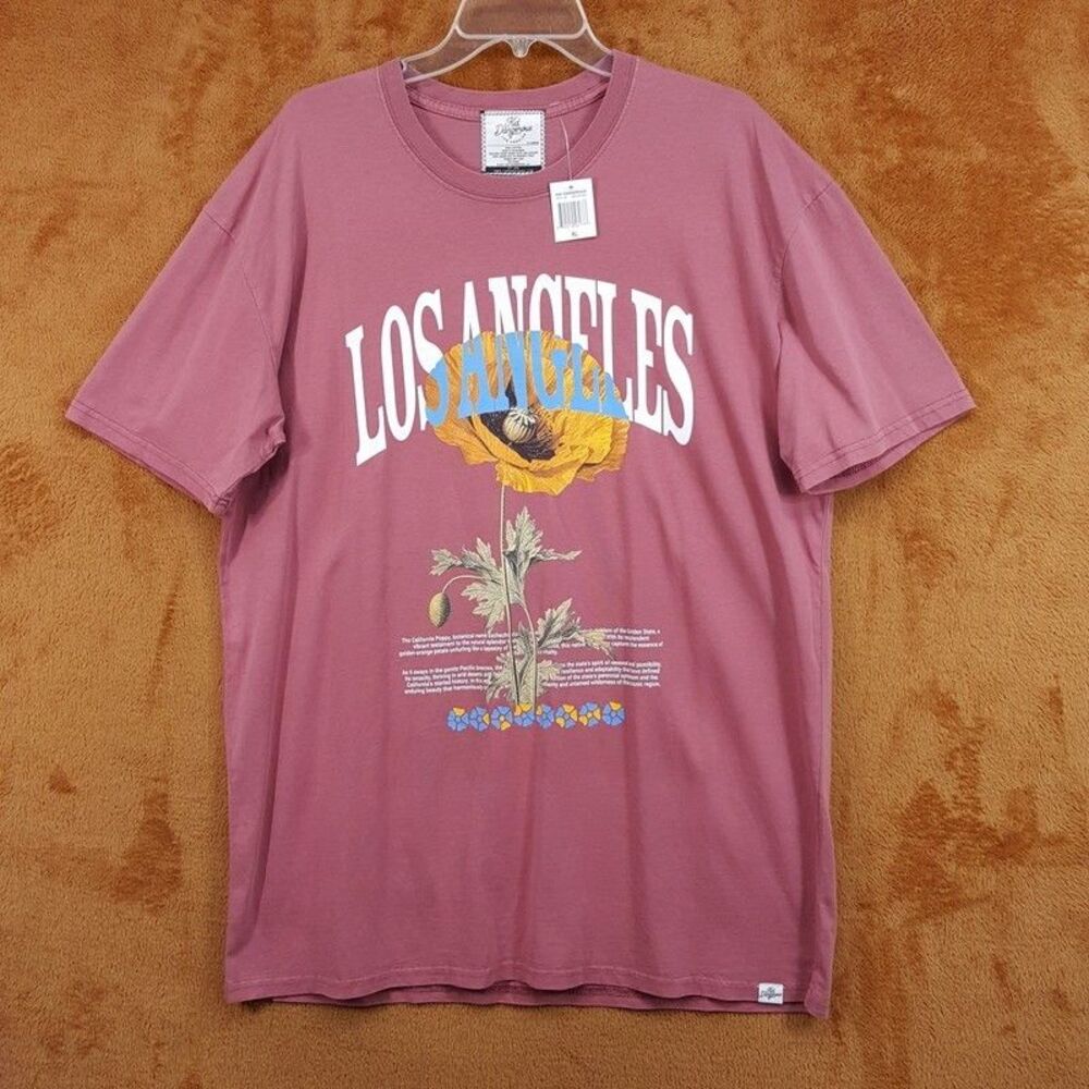 KID DANGEROUS Shirt Mens XL Pink Pullover Crew LOS ANGELES Poppy Tee